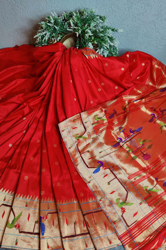 RED PURE SILK HANDLOOM PAITHANI SAREE