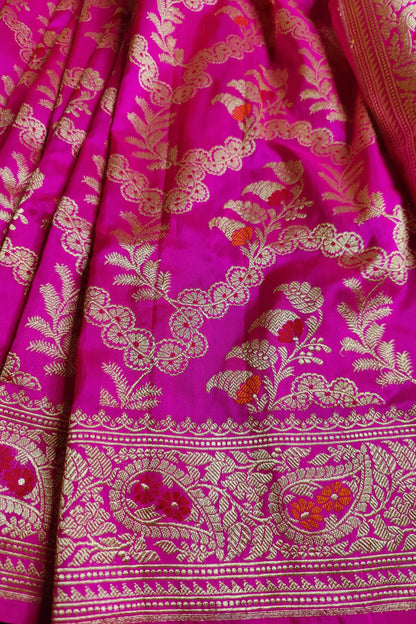 PINK SILK PURE JARI HANDLOOM BANARASI SAREE