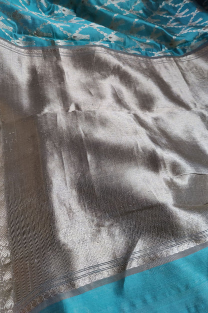 POWDER BLUE MUSHROO SILK PURE HANDLOOM CHANDERI SAREE
