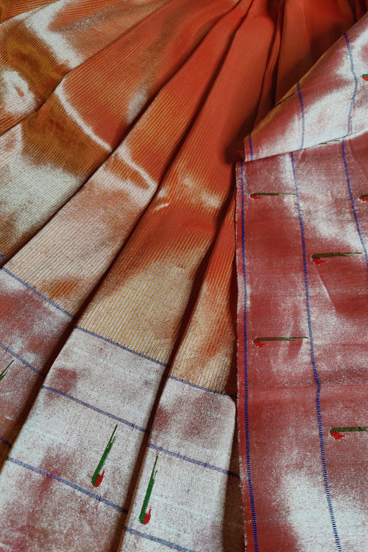 ORANGE PURE SILK HANDLOOM PAITHANI SAREE