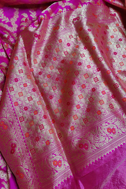 PINK SILK PURE JARI HANDLOOM BANARASI SAREE