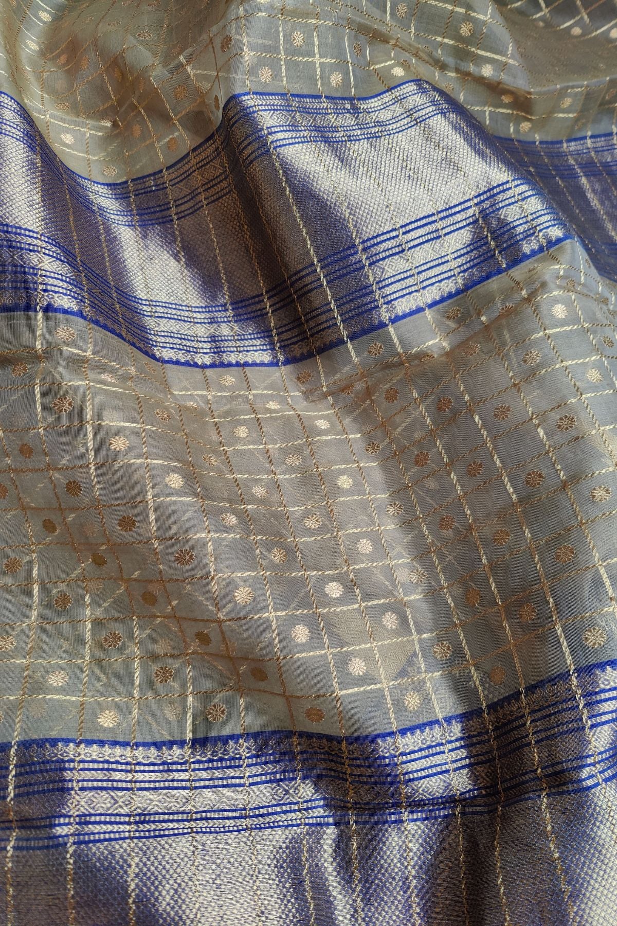 BEIGE PURE HANDLOOM SILK CHANDERI SAREE