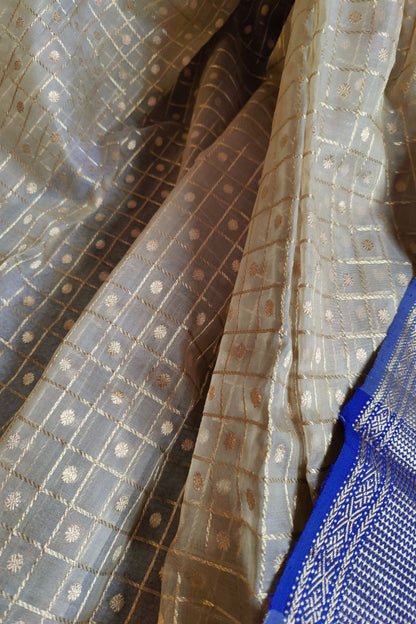 BEIGE PURE HANDLOOM SILK CHANDERI SAREE