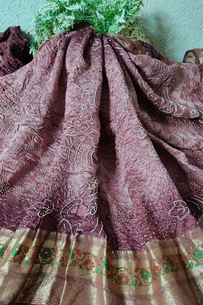 SHADED MOUVE MUNGA TASSAR PURE HANDLOOM BANDHEJ SAREE