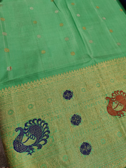 BLUE PURE SILK HANDLOOM GADWAL SAREE