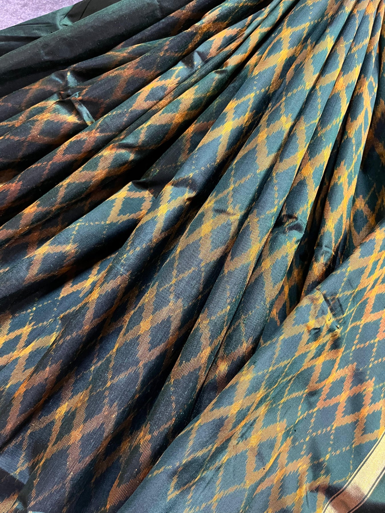 BOTTLE GREEN SILK PURE HANDLOOM IKKAT SAREE