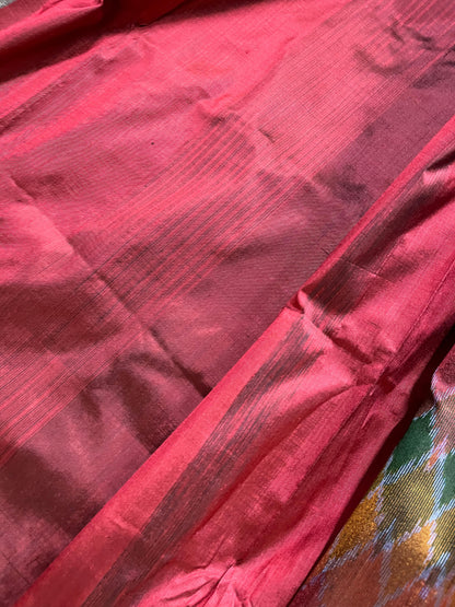 WINE  SILK PURE HANDLOOM IKKAT SAREE