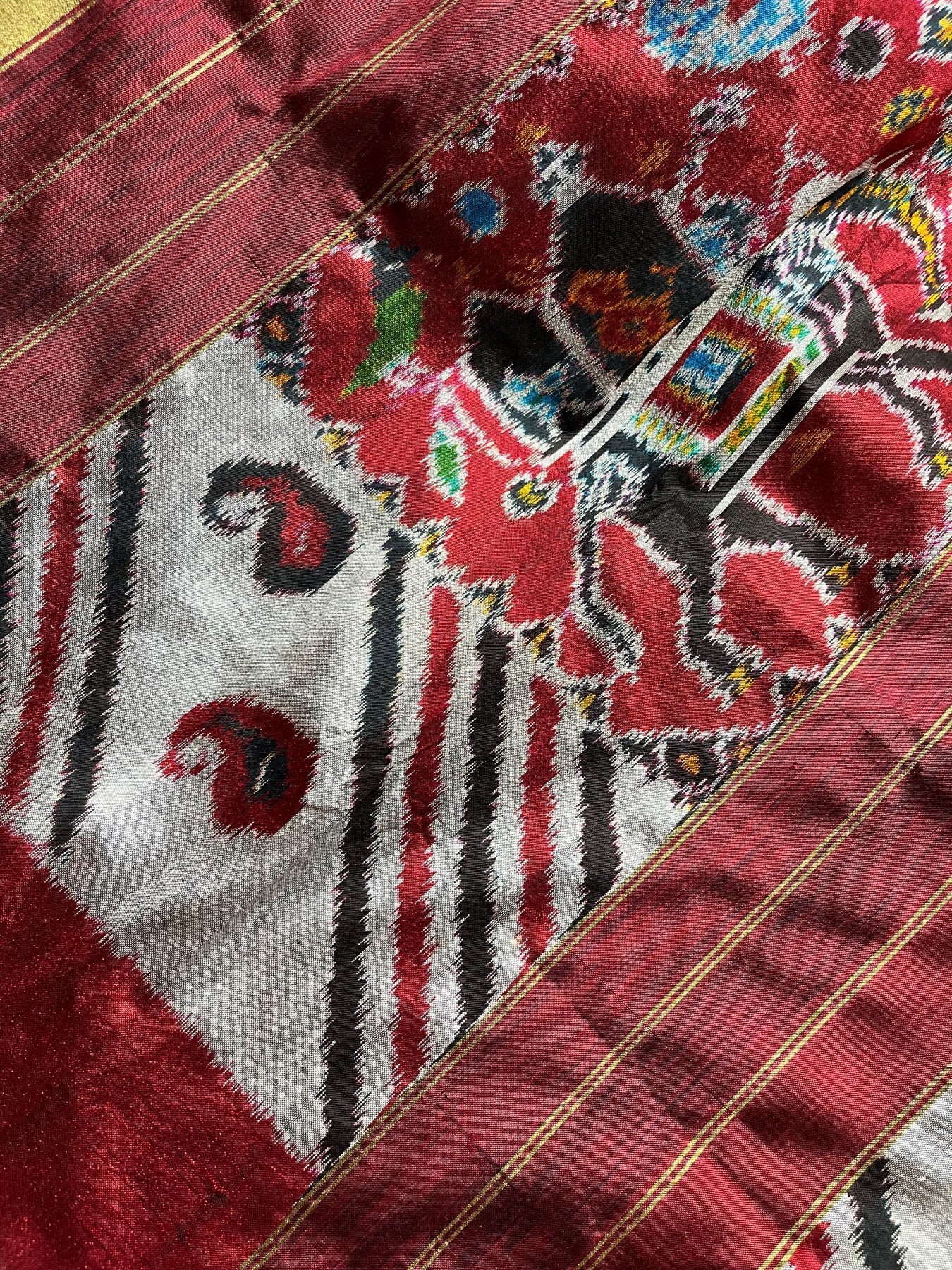 WINE  SILK PURE HANDLOOM IKKAT SAREE