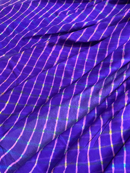 DARK PURPLE CHIFFON PURE HANDLOOM LEHRIYA SAREE