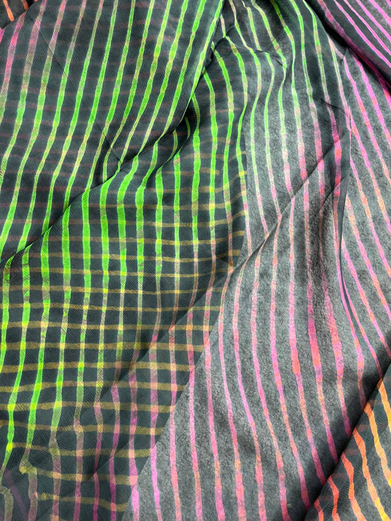 BLACK CHIFFON PURE HANDLOOM LEHERIYA SAREE