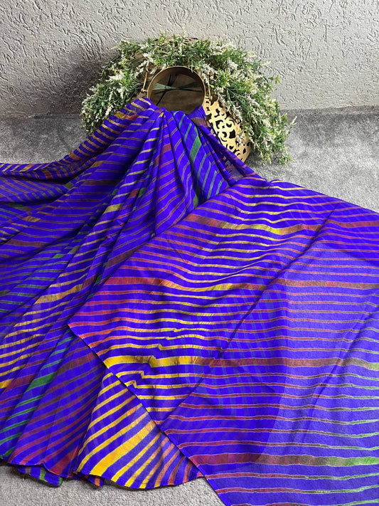 PURPULE CHIFFON PURE HANDLOOM LEHERIYA SAREE