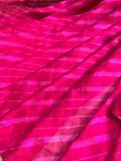 PINK CHIFFON PURE HANDLOOM LEHERIYA SAREE