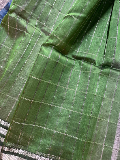 GREEN SICO PURE HANDLOOM MAHESHWARI SAREE