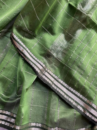 GREEN SICO PURE HANDLOOM MAHESHWARI SAREE