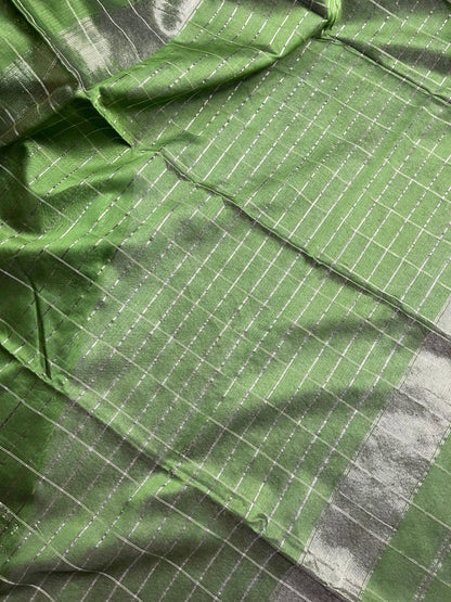GREEN SICO PURE HANDLOOM MAHESHWARI SAREE