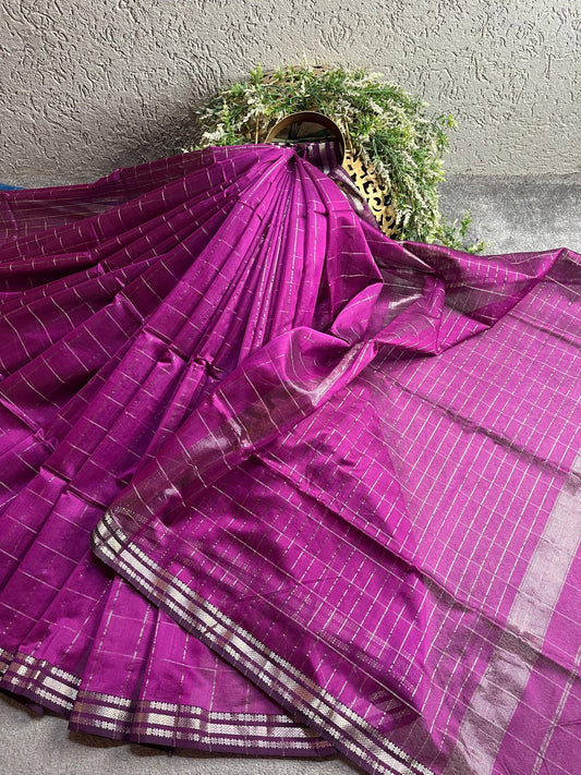 PINK SICO PURE HANDLOOM MAHESHWARI SAREE