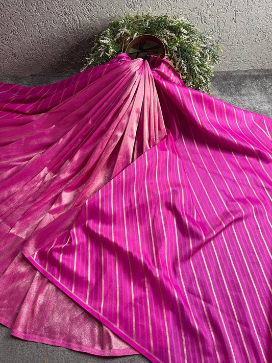 PINK TISSUE SILK PUTRE HANDLOOM BANARASI SAREE