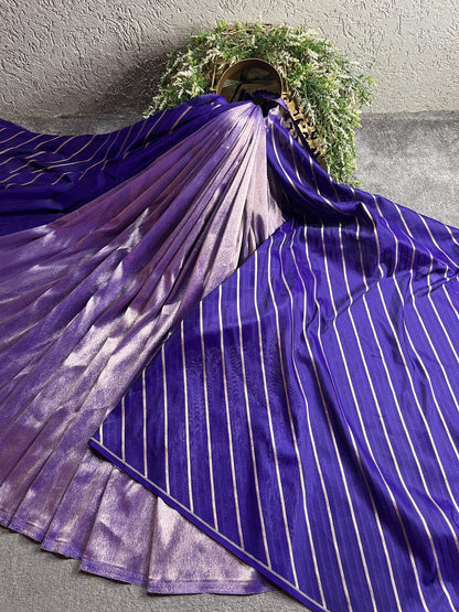 PURPLE TISSUE SILK PURE HANDLOOM BANARASI SAREE
