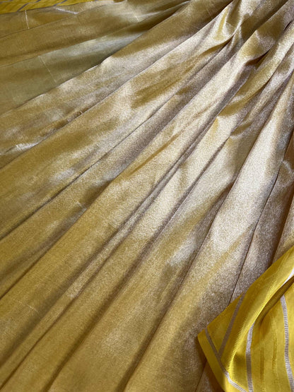 YELLOW TISSUE SILK PURE HANDLOOM BANARASI SAREE