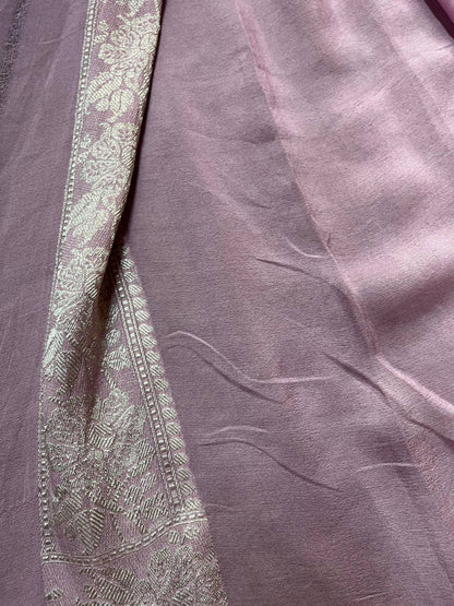 LILAC CHIFFON PURE HANDLOOM BANARASI SAREE