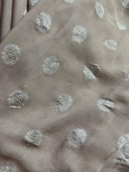 BEIGE CHIFFON PURE HANDLOOM BANARASI SAREE