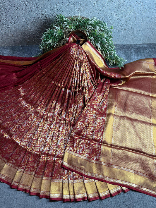 RED SILK PURE HANDLOOM BANARASI SAREE