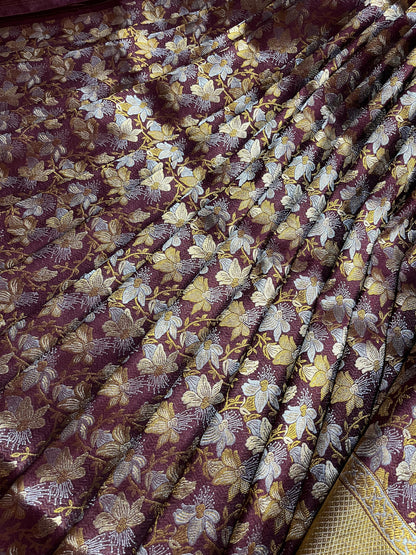 MAROON SILK PURE HANDLOOM BANARASI SAREE