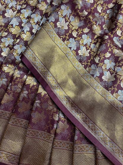 MAROON SILK PURE HANDLOOM BANARASI SAREE
