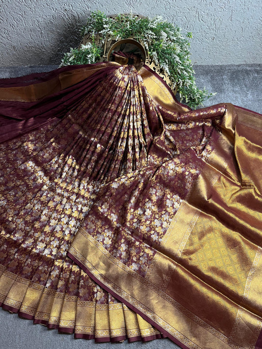 MAROON SILK PURE HANDLOOM BANARASI SAREE