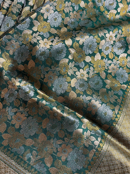BOTTLE GREEN SILK PURE HANDLOOM BANARASI SAREE