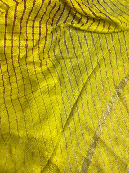 YELLOW KOTA  PURE HANDLOOM  LEHERIYA SAREE
