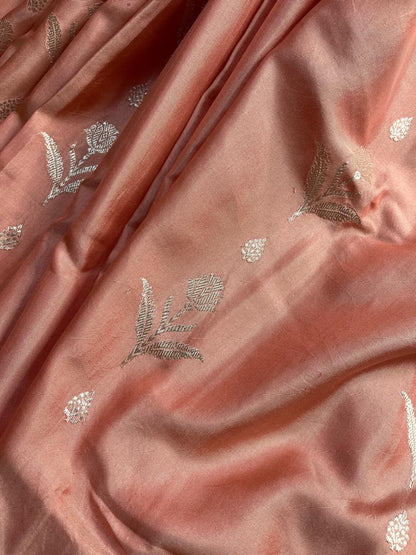 CORAL BOTH SIDE SILK PURE HANDLOOM BANARASI SAREE