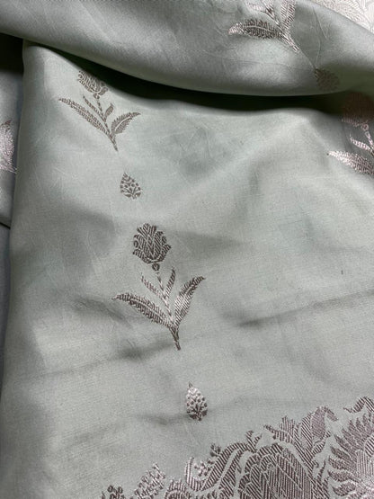 PISTA GREEN BOTH SIDE SILK PURE HANDLOOM BANARASI SAREE