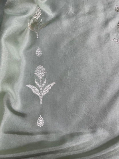 PISTA GREEN BOTH SIDE SILK PURE HANDLOOM BANARASI SAREE