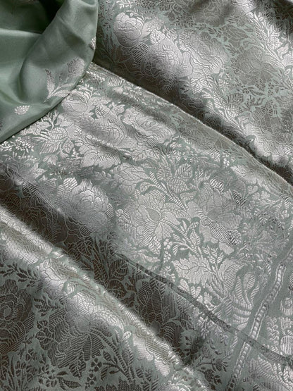 PISTA GREEN BOTH SIDE SILK PURE HANDLOOM BANARASI SAREE