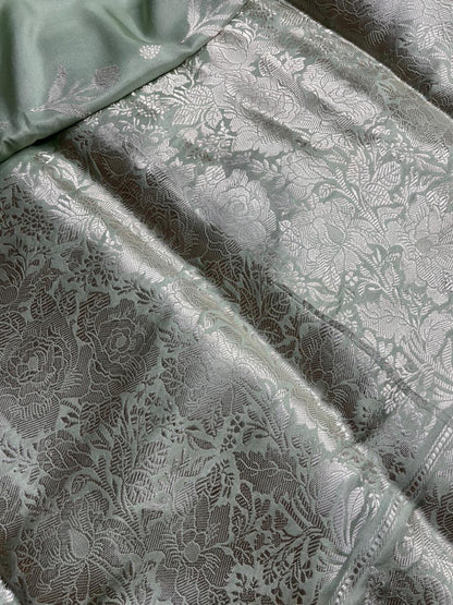 PISTA GREEN BOTH SIDE SILK PURE HANDLOOM BANARASI SAREE