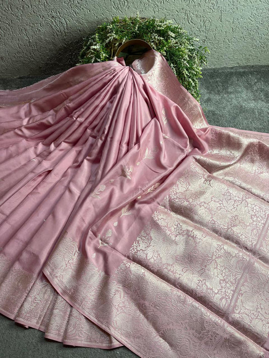 PINK BOTH SIDE SILK PURE HANDLOOM BANARASI SAREE
