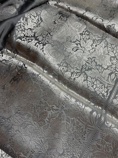 GREY BOTH SIDE SILK PURE HANDLOOM BANARASI SAREE