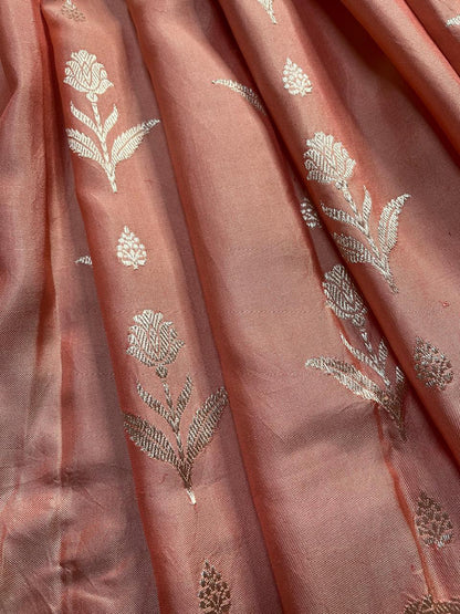 CORAL BOTH SIDE SILK PURE HANDLOOM BANARASI SAREE