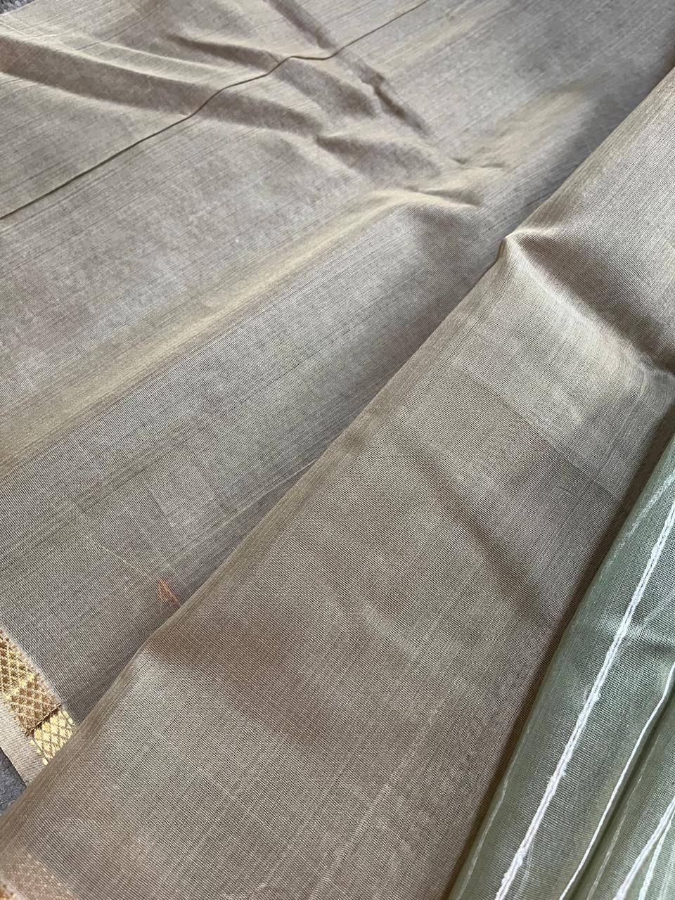 SAGE GREEN SICO PURE HANDLOOM MAHESHWARI SAREE