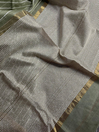 SAGE GREEN SICO PURE HANDLOOM MAHESHWARI SAREE