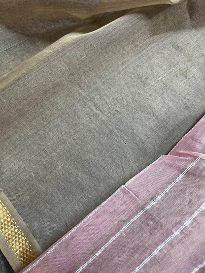 PINK SICO PURE HANDLOOM MAHESHWARI SAREE