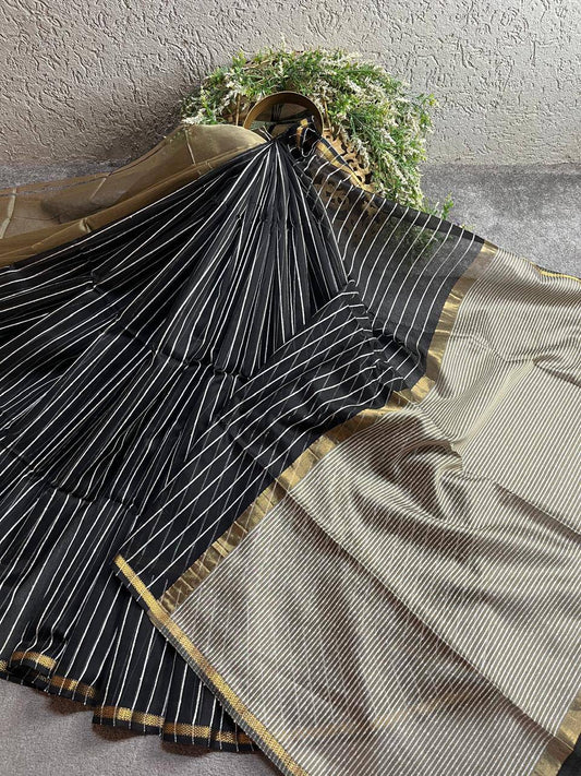BLACK SICO PURE HANDLOOM MAHESHWARI SAREE
