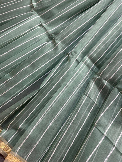 SEA BLUE SICO PURE HANDLOOM MAHESHWARI SAREE