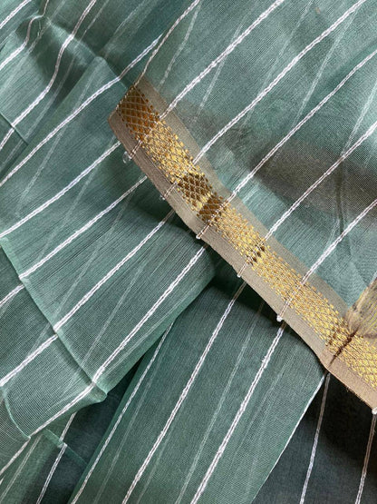 SEA BLUE SICO PURE HANDLOOM MAHESHWARI SAREE