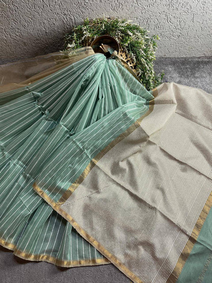 SEA BLUE SICO PURE HANDLOOM MAHESHWARI SAREE