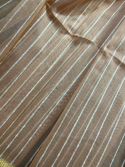 PEACH SICO PURE HANDLOOM MAHESHWARI SAREE