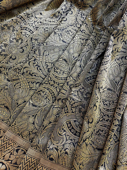 BLACK GOLD TISSUE SILK PURE HANDLOOM BANARASI SAREE