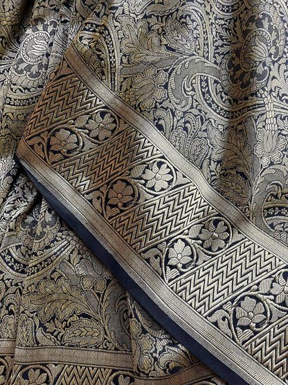 BLACK GOLD TISSUE SILK PURE HANDLOOM BANARASI SAREE