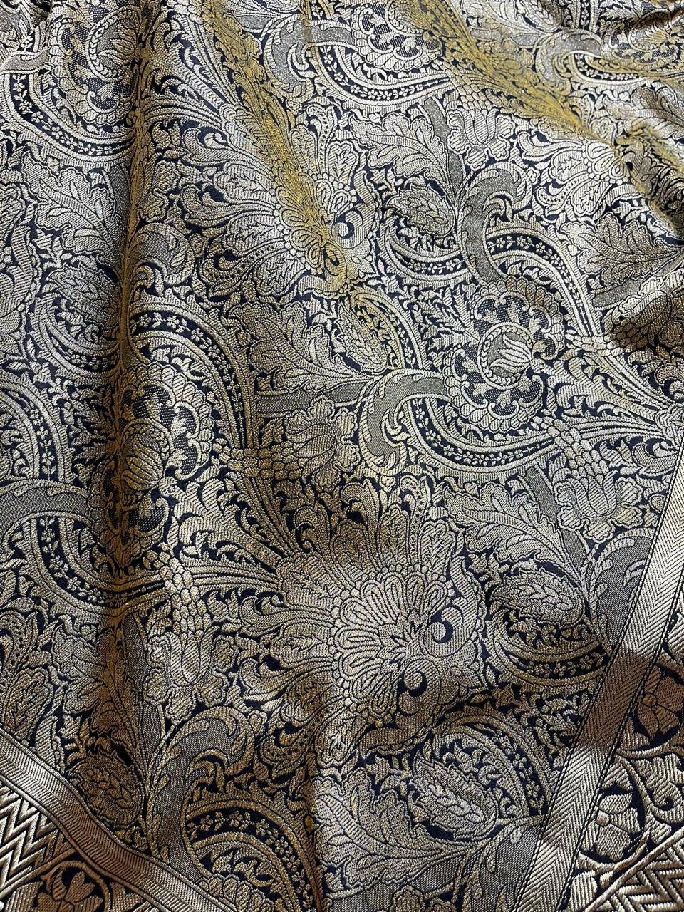 BLACK GOLD TISSUE SILK PURE HANDLOOM BANARASI SAREE